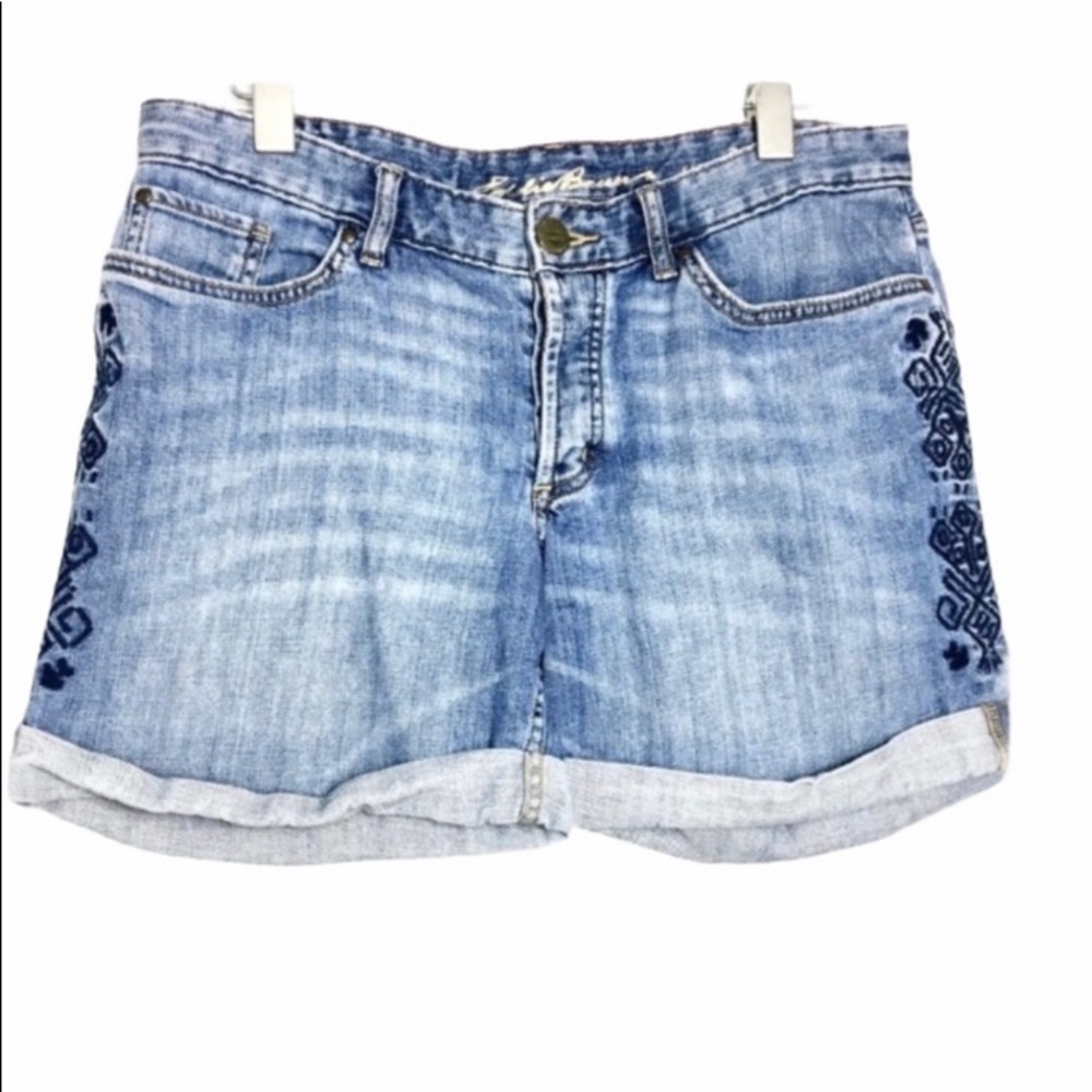 Eddie Bauer Cuffed Boyfriend Fit Embroidery Denim Jeans Shorts 6